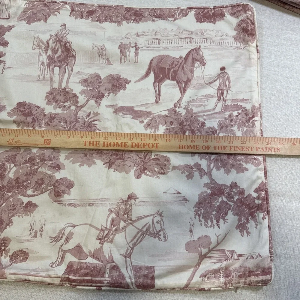 Toile De Jouy Pillow Cover Equestrian Pillow Sham Horse Country Decor 23 x 23 in